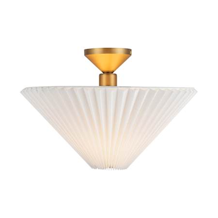 Alora Lighting Bridgette 16" Wide Semi-Flush Ceiling Fixture with Pleated Linen Shade Brushed Gold / Folded White