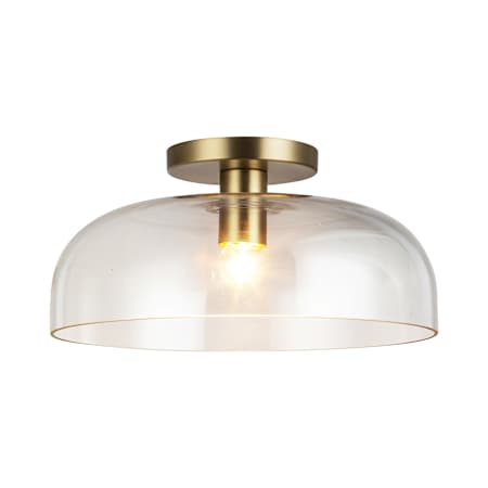 Alora Lighting Sylvia 12" Wide Semi-Flush Ceiling Fixture Brushed Gold / Clear Glass