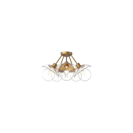 Alora Lighting Francesca 5 Light 20" Wide Semi-Flush Ceiling Fixture with Clear Glass Shades Aged Gold