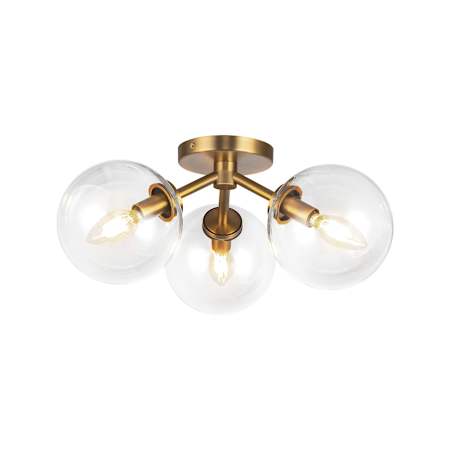 Alora Lighting Cassia 3 Light 18" Wide Semi-Flush Globe Ceiling Fixture Aged Brass / Clear Glass