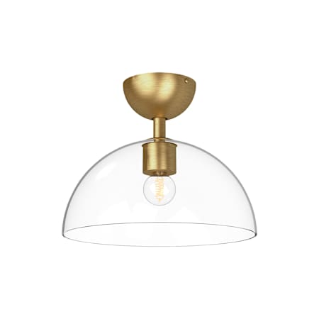 Alora Lighting Jude 12" Wide Semi-Flush Ceiling Fixture with Clear Glass Shade Brushed Gold