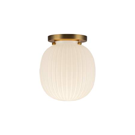 Alora Lighting Cherise 7" Wide Semi-Flush Ceiling Fixture with Ribbed Opal Glass Shade Brushed Gold / Glossy Ribbed Opal Glass