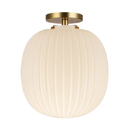 Alora Lighting Cherise 12" Wide Semi-Flush Ceiling Fixture with Ribbed Opal Glass Shade Brushed Gold / Glossy Ribbed Opal Glass