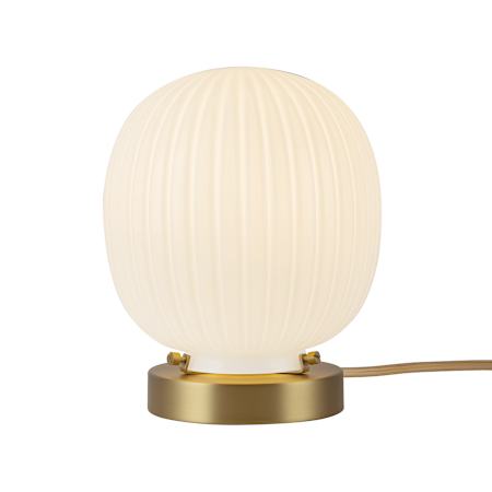 Alora Lighting Cherise 8" Tall Accent Table Lamp with Ribbed Opal Glass Shade Brushed Gold / Glossy Ribbed Opal Glass