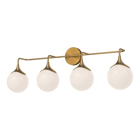 Alora Lighting Nouveau 4 Light 36" Wide Bathroom Vanity Light with Opal Glass Shades Aged Gold