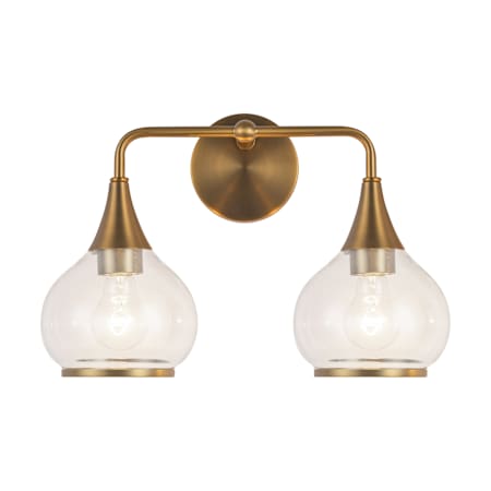 Alora Lighting Hazel 2 Light 17" Wide Bathroom Vanity Light with Clear Glass Shades Aged Gold