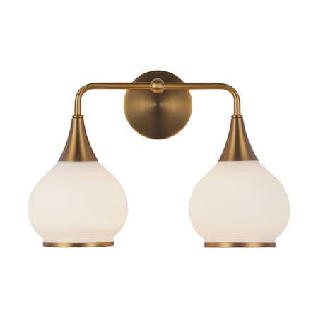 Alora Lighting Hazel 2 Light 17" Wide Bathroom Vanity Light with Opal Glass Shades Aged Gold