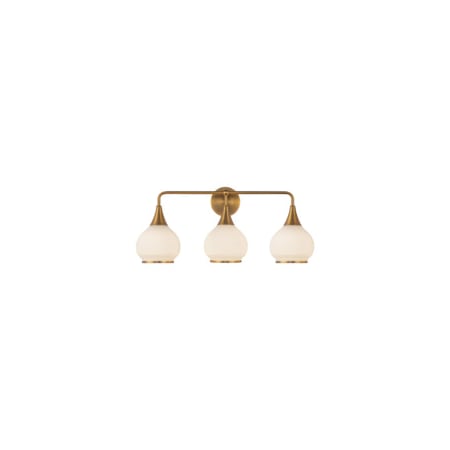 Alora Lighting Hazel 3 Light 27" Wide Bathroom Vanity Light with Opal Glass Shades Aged Gold
