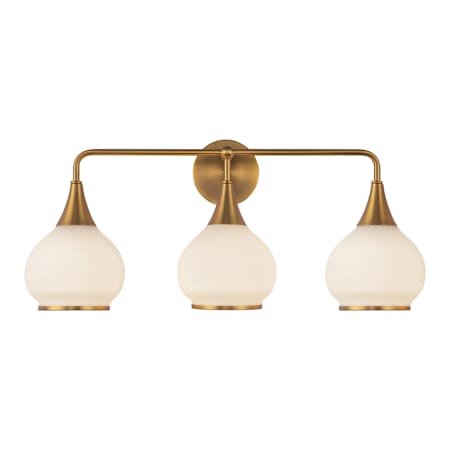 Alora Lighting Hazel 3 Light 27" Wide Bathroom Vanity Light with Opal Glass Shades Aged Gold