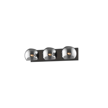 Alora Lighting Willow 3 Light 23" Wide Vanity Strip with Smoked Glass Shades Matte Black