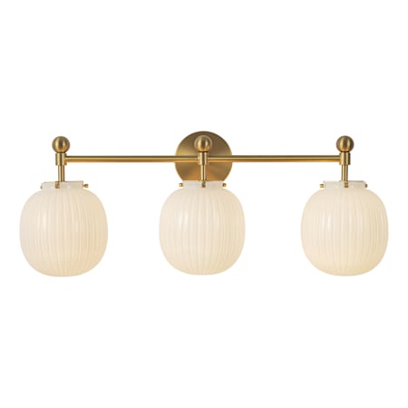 Alora Lighting Cherise 3 Light 28" Wide Vanity Light Brushed Gold / Glossy Ribbed Opal Glass