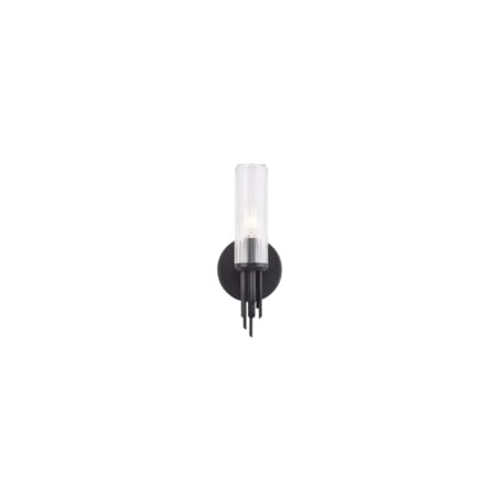 Alora Lighting Torres 12" Tall Wall Sconce Clear Ribbed Glass / Matte Black