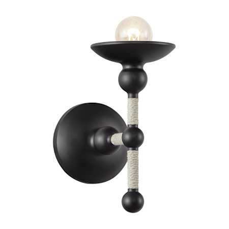 Alora Lighting Nadine 9" Tall Wall Sconce Matte Black / Natural Cotton