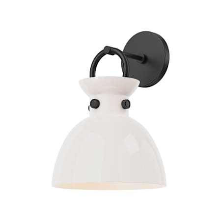 Alora Lighting Waldo 13" Tall Wall Sconce Matte Black / Glossy Opal