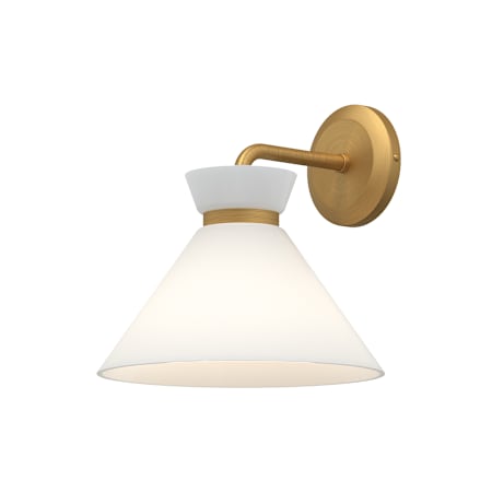Alora Lighting Halston 9" Tall Bathroom Sconce with Glossy Opal Glass Shade Brushed Gold