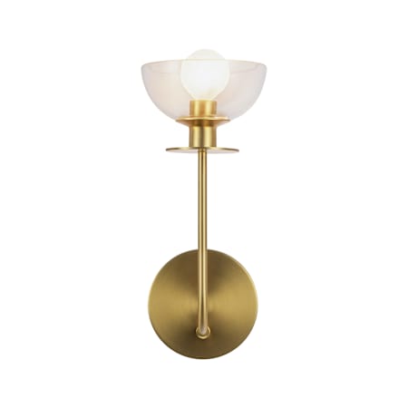 Alora Lighting Sylvia 6" Tall Bathroom Sconce Brushed Gold / Clear Glass