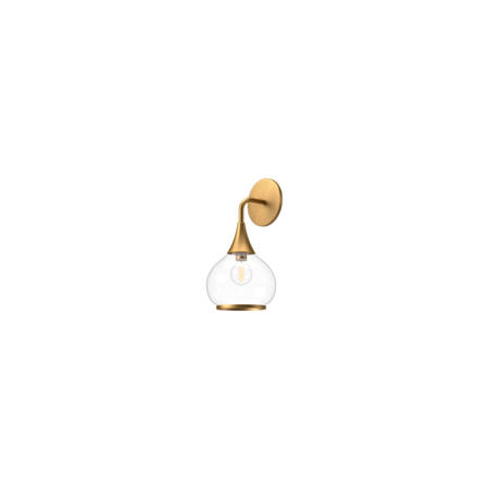 Alora Lighting Hazel 13" Tall Bathroom Sconce with Clear Glass Shade Aged Gold
