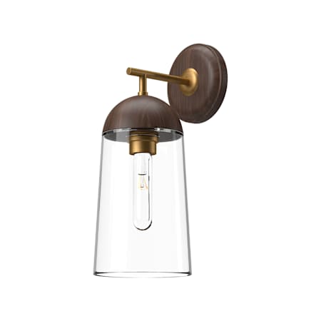 Alora Lighting Emil 15" Tall Wall Sconce Aged Gold / Walnut