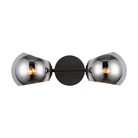 Alora Lighting Willow 17" Wide Bathroom Sconce with Smoked Glass Shades Matte Black