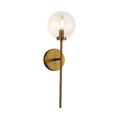 Alora Lighting Cassia 21" Tall Bathroom Sconce Aged Brass / Clear Glass