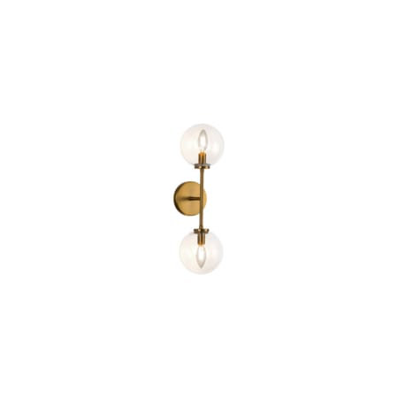 Alora Lighting Cassia 2 Light 7" Tall Bathroom Sconce Aged Brass / Clear Glass
