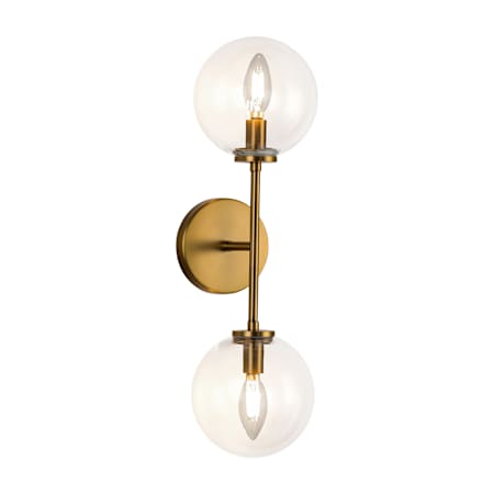 Alora Lighting Cassia 20" Tall Bathroom Sconce Aged Brass / Clear Glass