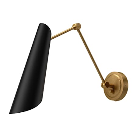 Alora Lighting Gabriel 15" Tall Adjustable Arm Wall Sconce Matte Black / Aged Gold
