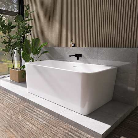 Altair Lilac 67" Free Standing Acrylic Air Tub with Center Drain, Drain Assembly, and Overflow White