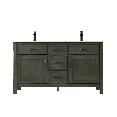 Altair Maribella 60" Free Standing Double Basin Vanity Set with Cabinet and Marble Vanity Top Rusted Black