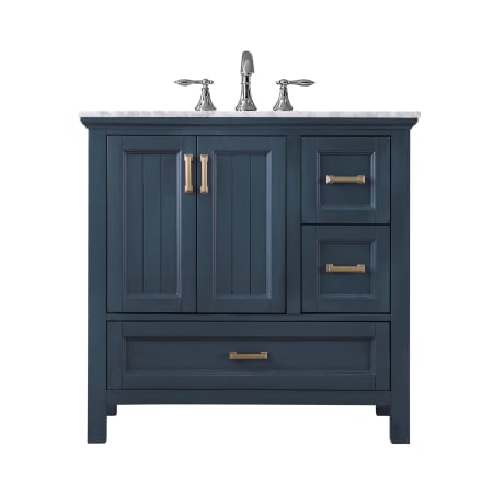 Altair Isla 36" Free Standing Single Basin Vanity Set with Cabinet and Marble Vanity Top Classic Blue