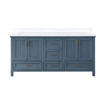 Altair Isla 72" Free Standing Double Basin Vanity Set with Cabinet and Engineered Stone Vanity Top Classic Blue