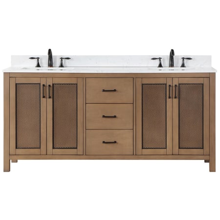 Altair Hadiya 72" Free Standing Double Basin Vanity Set with Cabinet and Stone Composite Vanity Top Brown Pine