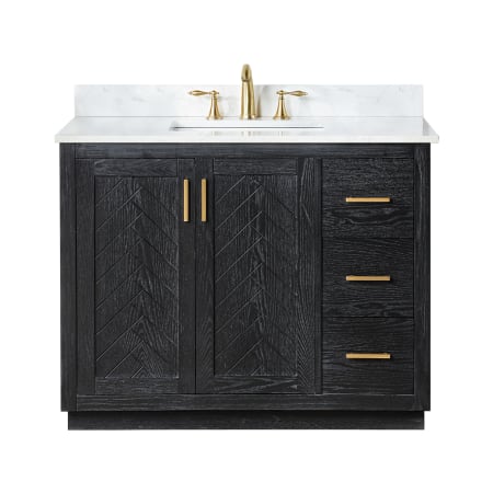 Altair Gazsi 42" Free Standing Single Basin Vanity Set with Cabinet and Engineered Stone Vanity Top Black Oak