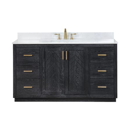 Altair Gazsi 60" Free Standing Single Basin Vanity Set with Cabinet and Engineered Stone Vanity Top Black Oak