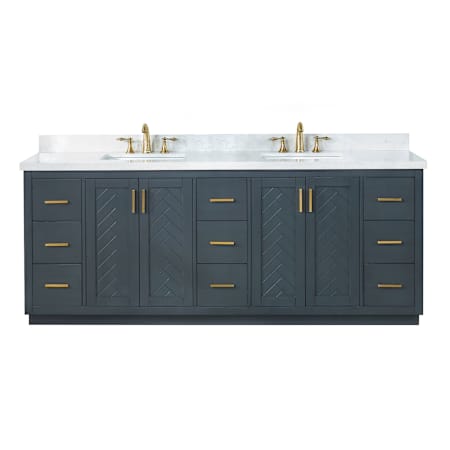 Altair Gazsi 84" Free Standing Double Basin Vanity Set with Cabinet and Engineered Stone Vanity Top Classic Blue