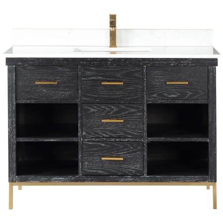 Altair Kesia 48" Free Standing Single Basin Vanity Set with Cabinet and Stone Composite Vanity Top Black Oak
