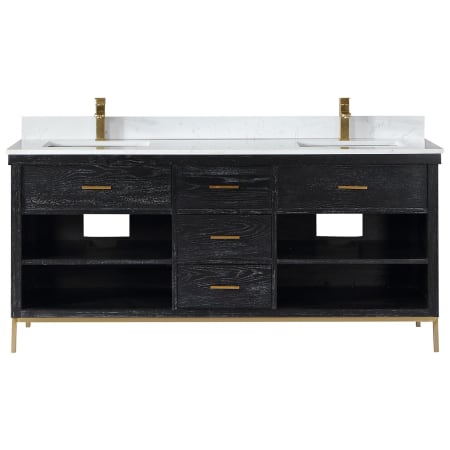 Altair Kesia 72" Free Standing Double Basin Vanity Set with Cabinet and Stone Composite Vanity Top Black Oak