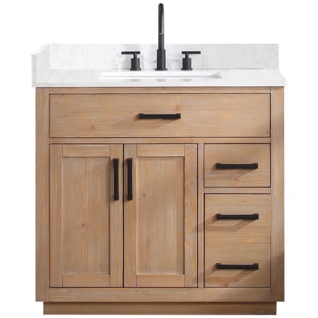 Altair Gavino 36" Free Standing Single Basin Vanity Set with Cabinet and Stone Composite Vanity Top Light Brown