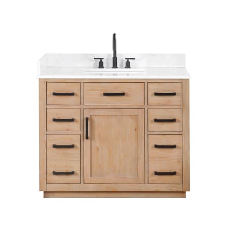 Altair Gavino 42" Free Standing Single Basin Vanity Set with Cabinet and Engineered Stone Vanity Top Light Brown