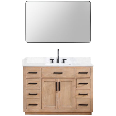 Altair Gavino 48" Free Standing Single Basin Vanity Set with Cabinet, Stone Composite Vanity Top, and Framed Mirror Light Brown