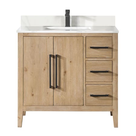 Altair Laurel 36" Free Standing Single Basin Vanity Set with Cabinet and Quartz Vanity Top Weathered Fir