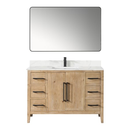 Altair Laurel 48" Free Standing Single Basin Vanity Set with Cabinet, Quartz Vanity Top, and Framed Mirror Weathered Fir