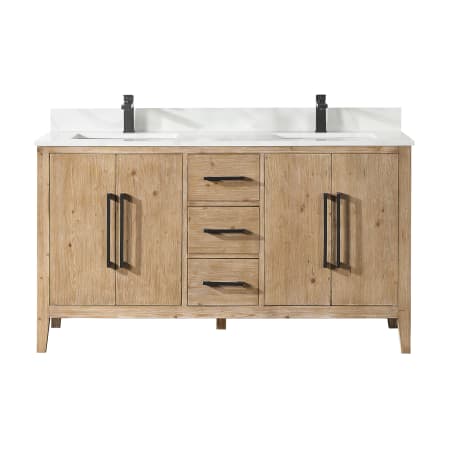 Altair Laurel 60" Free Standing Double Basin Vanity Set with Cabinet and Quartz Vanity Top Weathered Fir