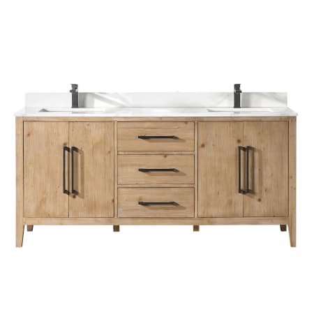 Altair Laurel 72" Free Standing Double Basin Vanity Set with Cabinet and Quartz Vanity Top Weathered Fir