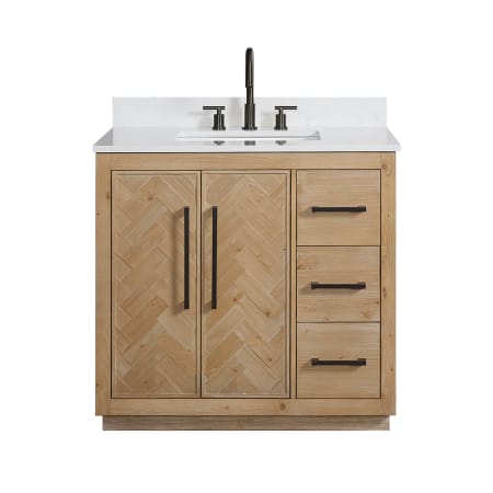 Altair Bellavia 36" Free Standing Single Basin Vanity Set with Cabinet and Engineered Stone Vanity Top Weathered Fir