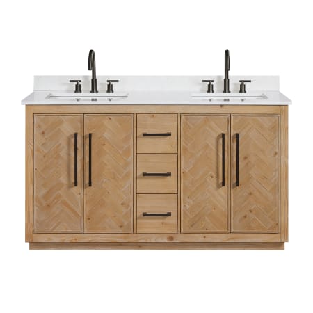 Altair Bellavia 60" Free Standing Double Basin Vanity Set with Cabinet and Engineered Stone Vanity Top Weathered Fir
