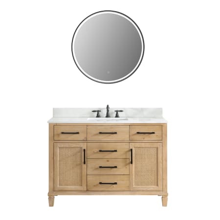 Altair Solana 48" Free Standing Single Basin Vanity Set with Cabinet, Quartz Vanity Top, and Framed Mirror Weathered Fir