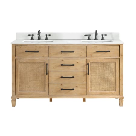 Altair Solana 60" Free Standing Double Basin Vanity Set with Cabinet and Quartz Vanity Top Weathered Fir