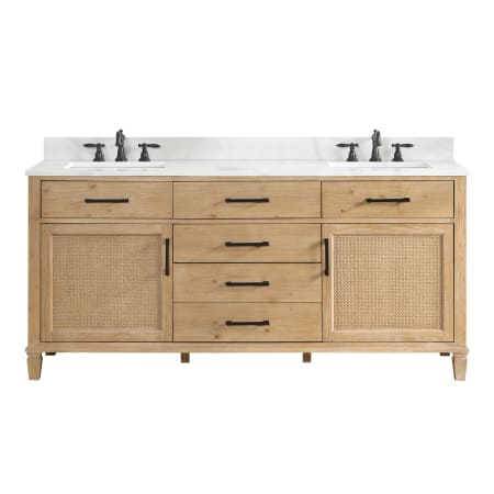 Altair Solana 72" Free Standing Double Basin Vanity Set with Cabinet and Quartz Vanity Top Weathered Fir