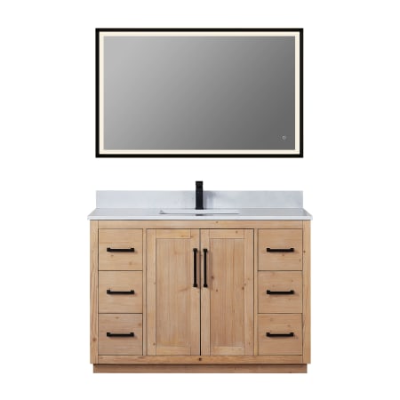Altair Cicero 48" Free Standing Single Basin Vanity Set with Cabinet, Engineered Stone Vanity Top, and Framed Mirror Light Brown